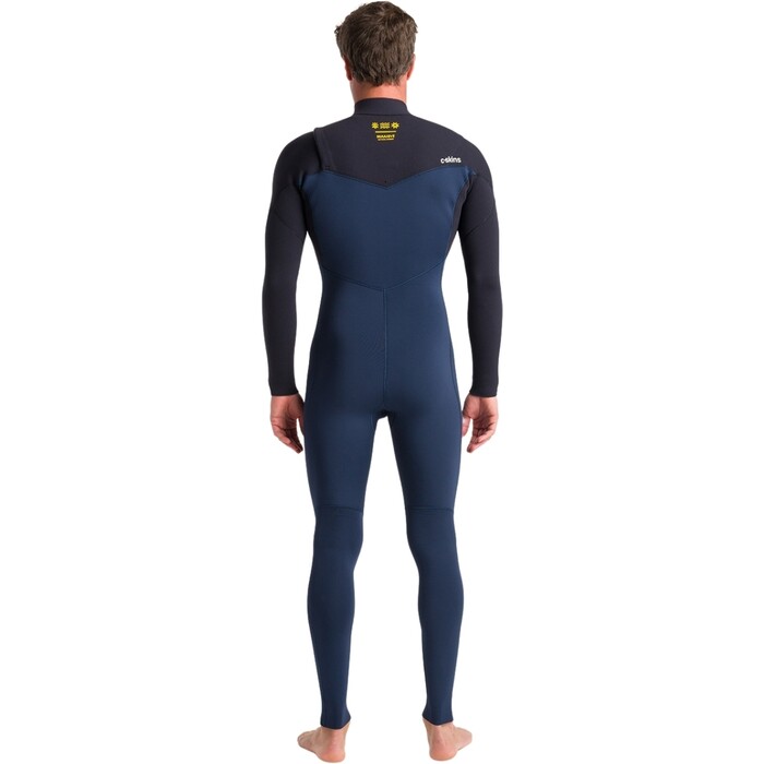 2024 C-Skins Hombres NuWave Session 3/2mm Gbs Chest Zip Neopreno C-NSE32MCZ - Bluestone / Black X / Saffron